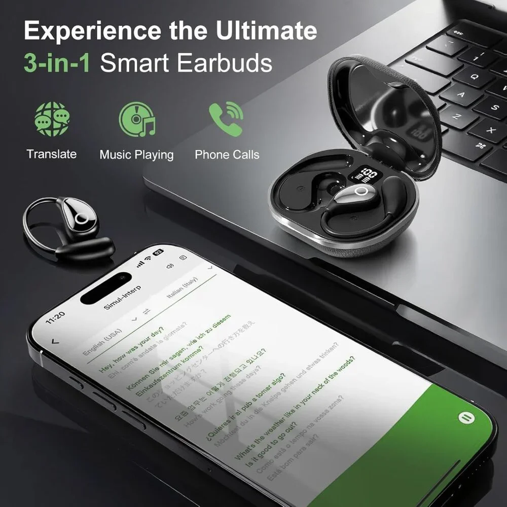 AI Translation Earbuds Real Time, 144 Languages 3-in-1 Translator